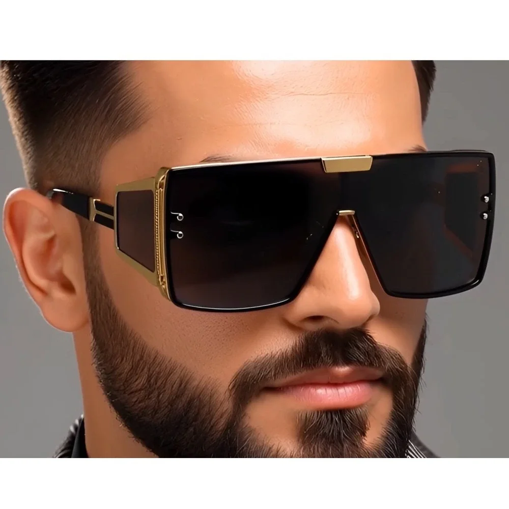 Men Statement Shield Sunglasses Bold Futuristic Design Shades Ladys Modern Gafas
